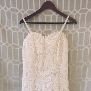 White lace adjustable strap floral dress